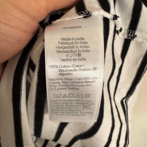 Madewell The Perfect Crewneck Tee WMNS L Black White Striped Jersey Short Sleeve - Picture 7 of 8